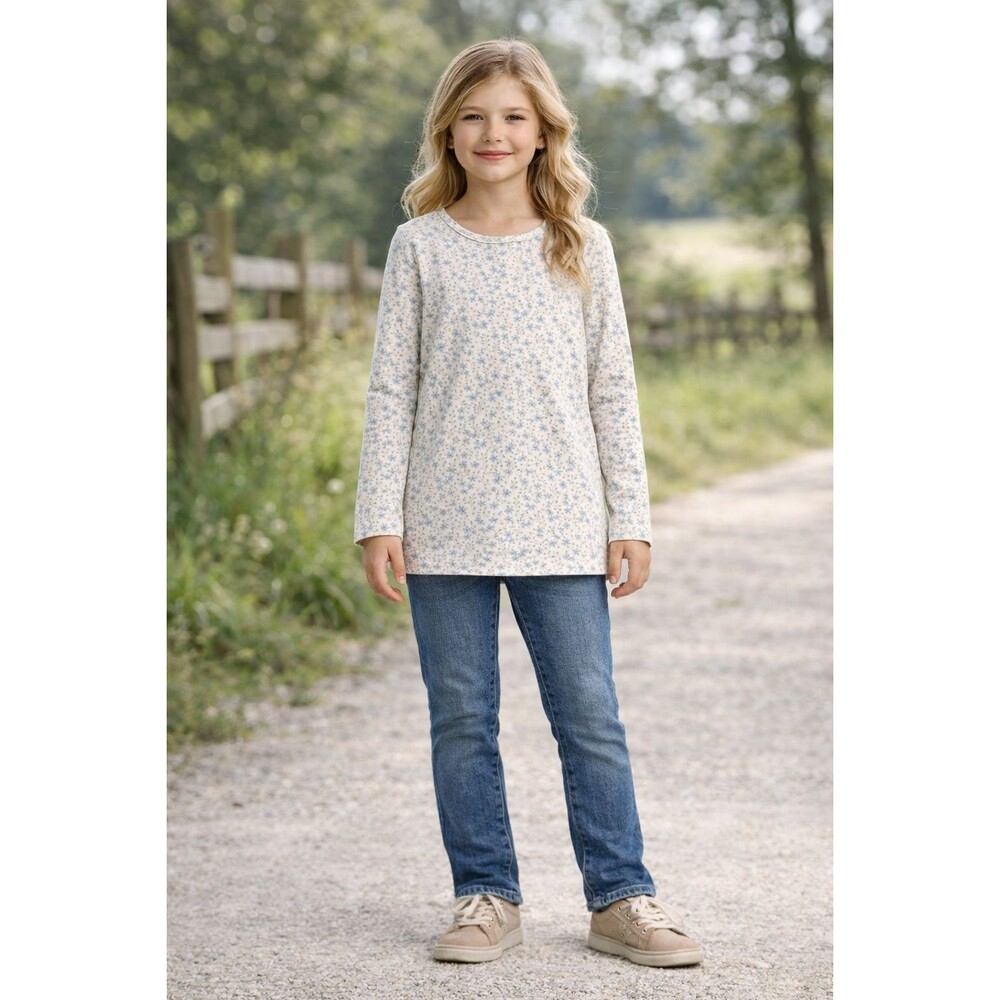 JAMIE KAY Kids Girls Floral Top Blouse 8Y Organic Cotton Long Sleeve Cream